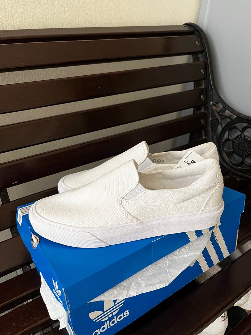 White adidas slip on Men s Fashion Footwear Sneakers on Carousell