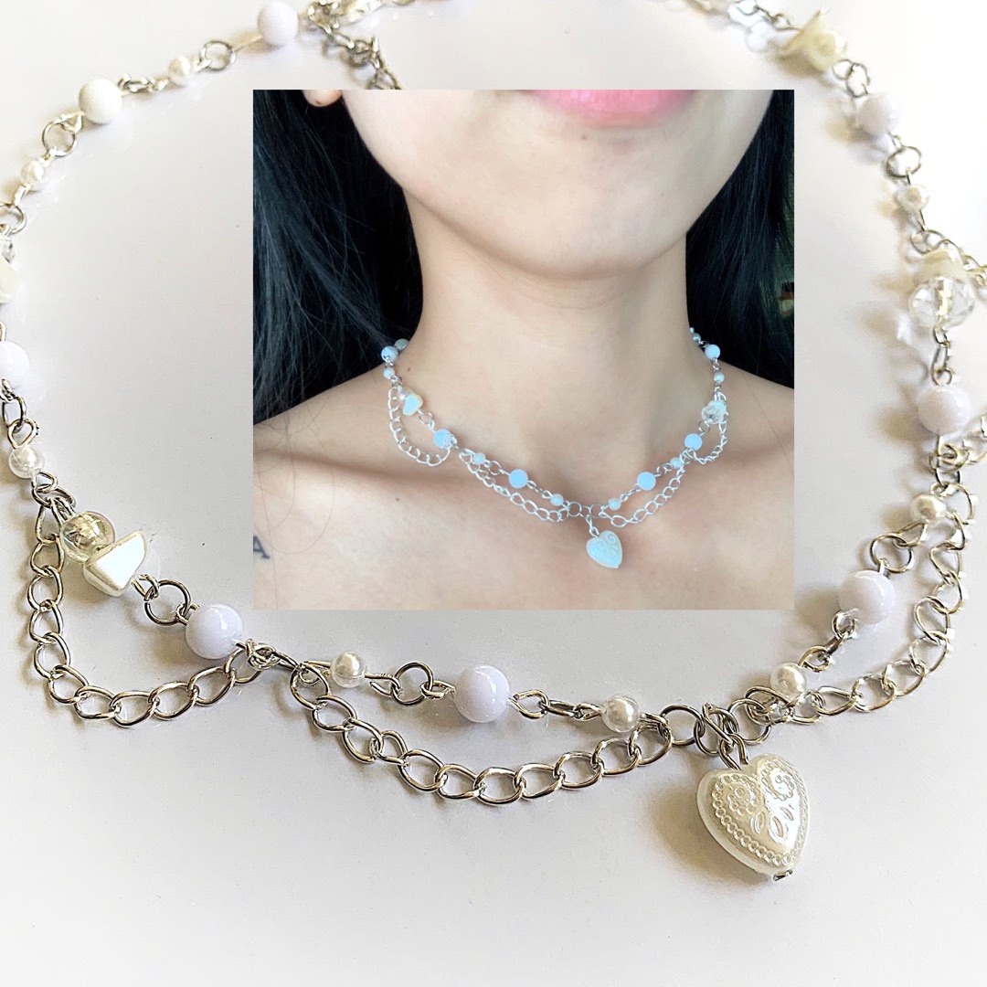 White faux pearl cheap necklace
