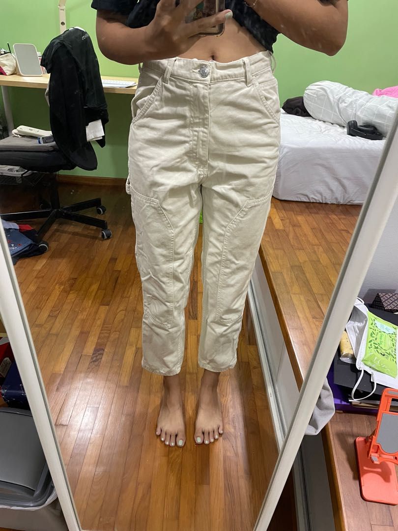 Zara cream cargo pants, Women's Fashion, Bottoms, Other Bottoms on