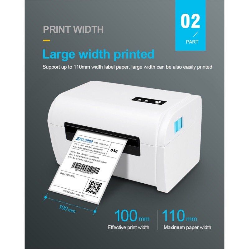 Zjiang Zj9200 USB and Bluetooth Thermal Waybill Printer (Android, iOS
