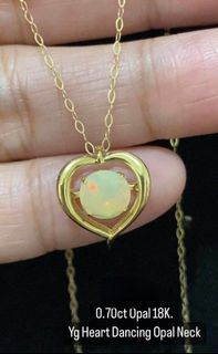 0.70 Carat Opal in 18K YG Heart Dancing Opal Necklace 18"