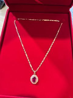 18k Gold Ruby and Diamonds Necklace