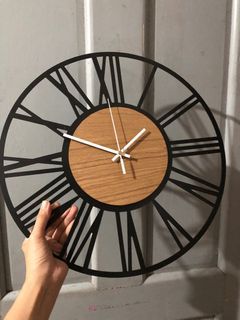 40cm metal and wooden modern minimalist wall clock