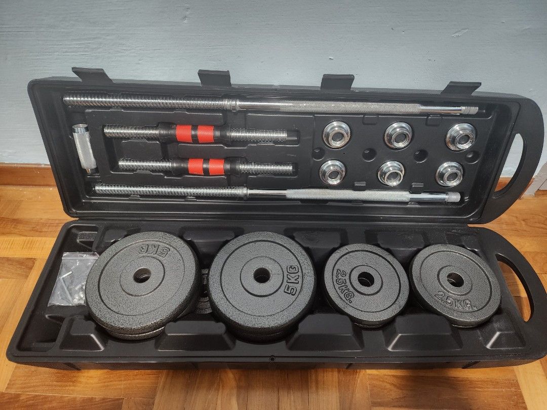 50kg Barbell/Dumbell Cast Iron Full Set, Sports Equipment, Exercise