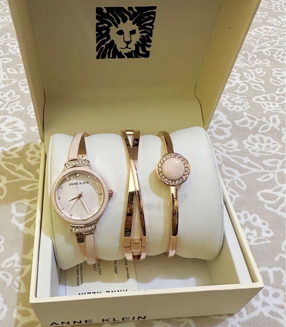 Anne klein women's swarovski crystal accented watch and bangle set cheap