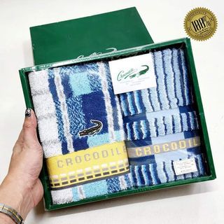 💯% Authentic CROCODILE®️ 2-IN-1Luxurious Absorbent Wash & Face Towel Gift Set in Box - from 🇯🇵 JAPAN