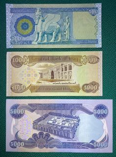 伊拉克 Iraq 500+1000+5000 Dinars (Random Years Version) UNC 100% news & Genuine Banknote