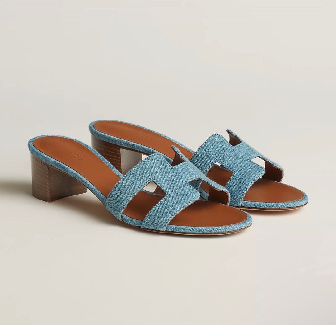 超難買size 37 Hermes Denim 牛仔涼鞋Oasis Sandal, 女裝, 鞋, 涼鞋- Carousell