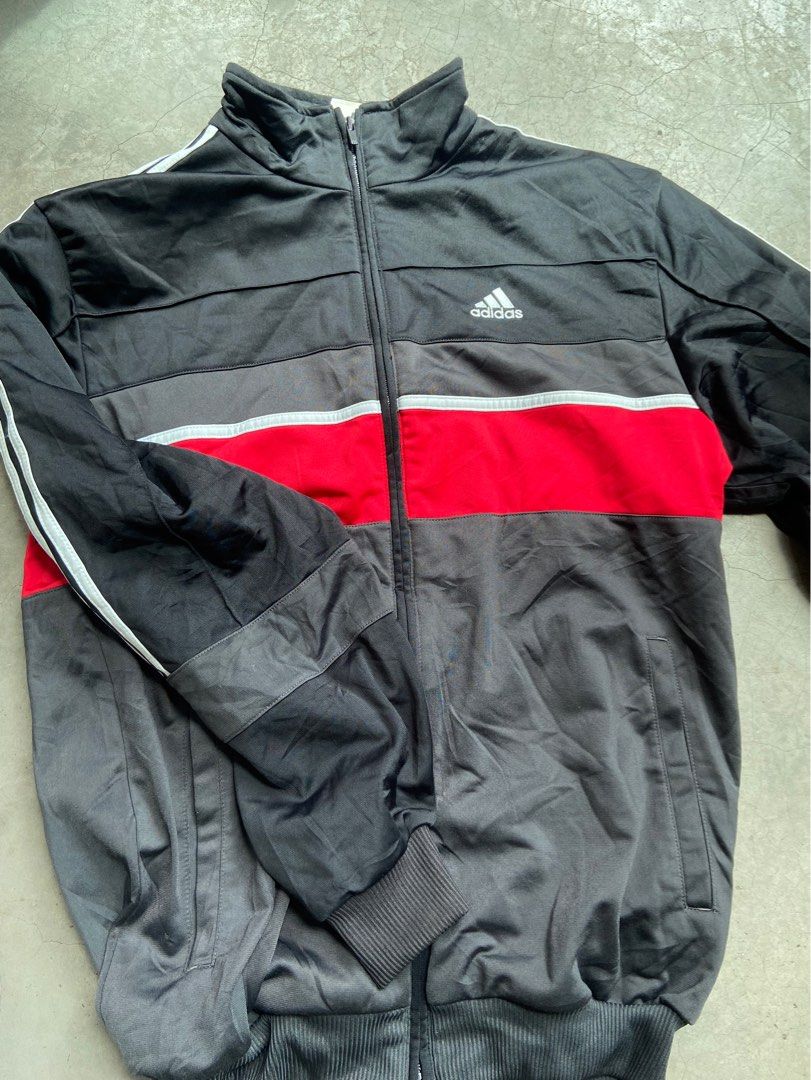 Grey and shop red adidas jacket