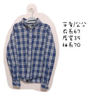 a&f藍白格紋長袖襯衫