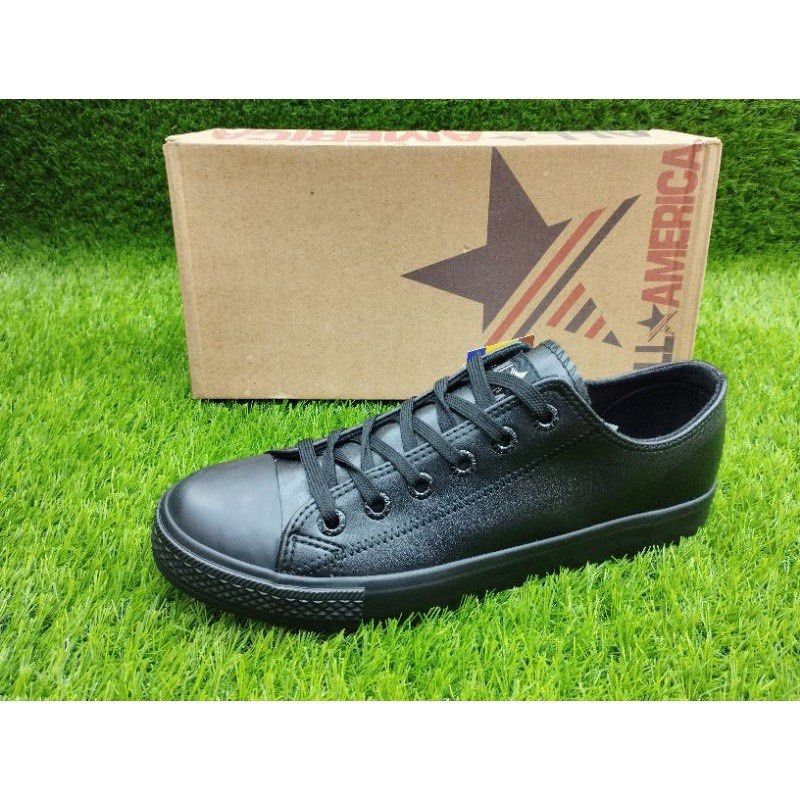 All America Pvc Black School Shoe Kasut Sekolah Hitam Bertali Size 38