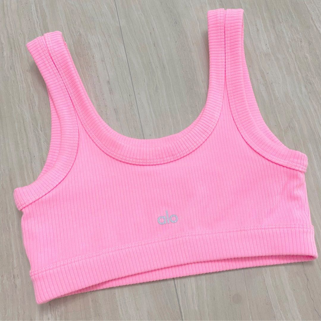 Alo Yoga Knot Racerback Bra Tank In Macaron Pink