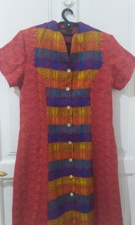Arjuna weda batik dress midi lutut size m merah