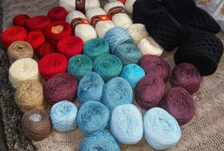 Assorted yarns crochet mats