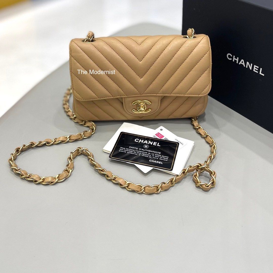 CHANEL Aged Calfskin Chevron Quilted 255 Reissue 226 Flap Beige   FASHIONPHILE  Stylish shoulder bag Chanel flap bag Chanel handbags red