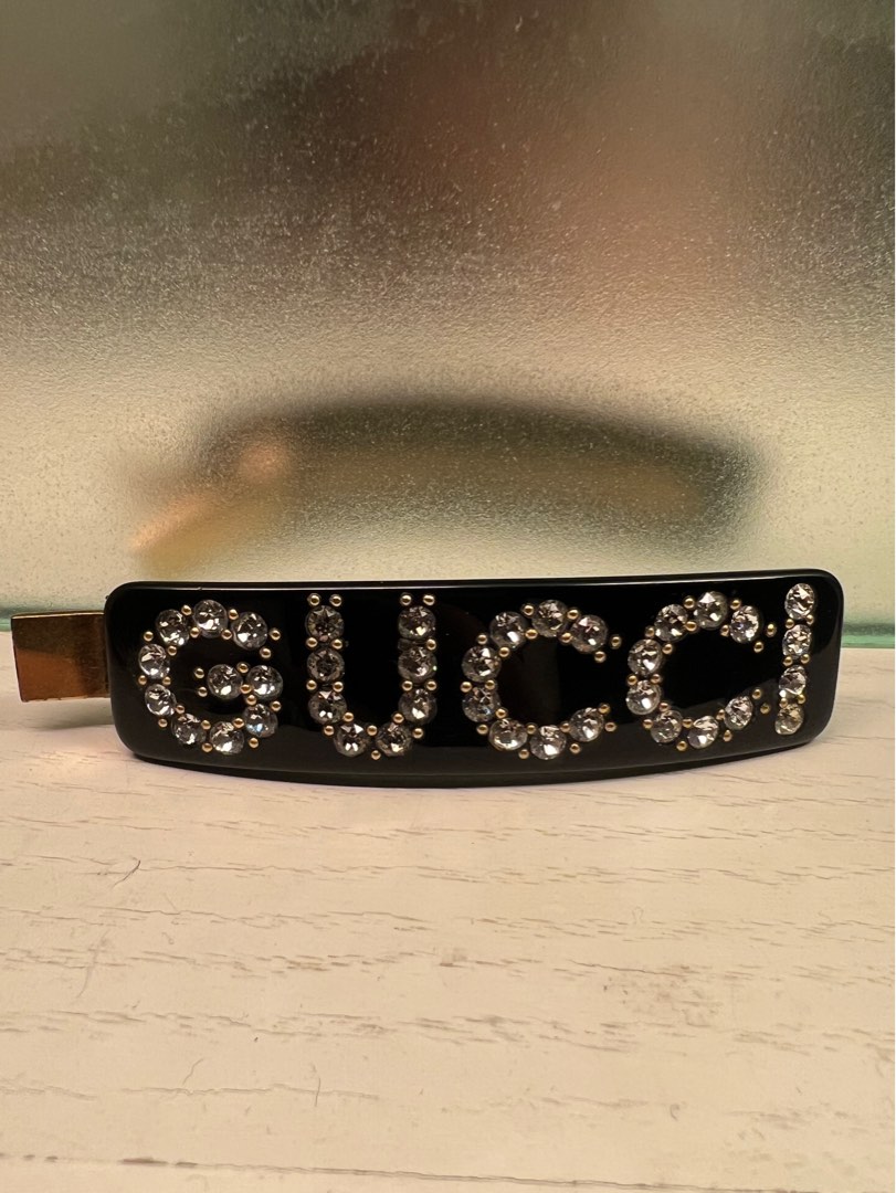 ☑️Authentic GUCCI Black Crystal Hair Clip, Luxury, Accessories on Carousell