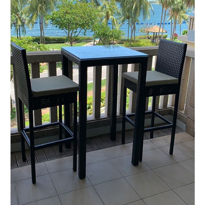 Rattan high table and bar stools clearance