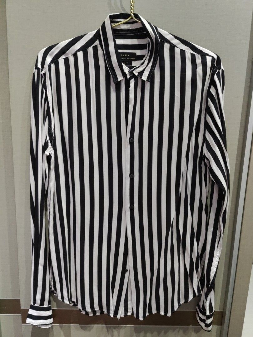 Black and white striped shirt deals zara