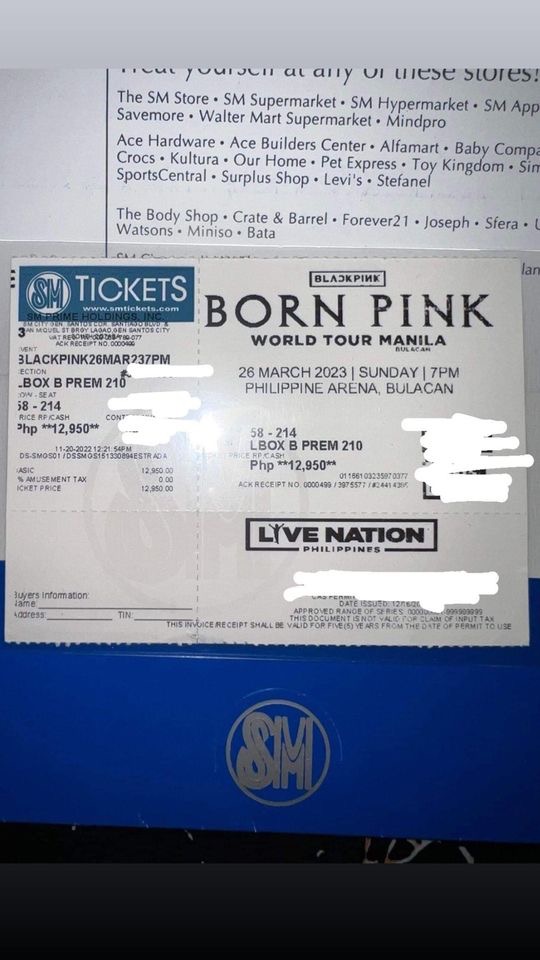 Blackpink BORNPINK World Tour Day 2 ticket lower box B premium, Tickets