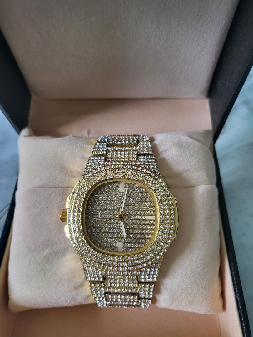 Gold bling watch discount