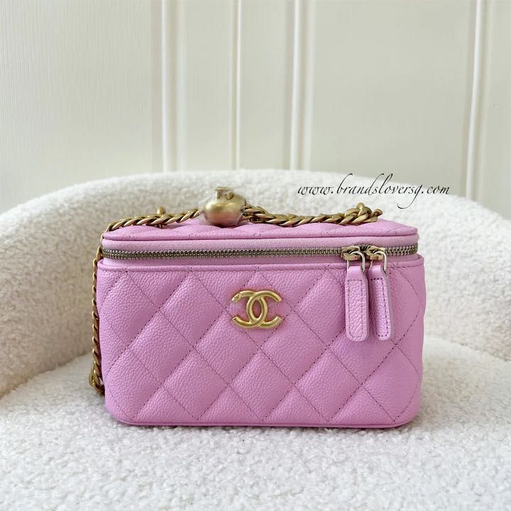 Chanel Vertical Vanity In 22C Sakura Pink Caviar LGHW