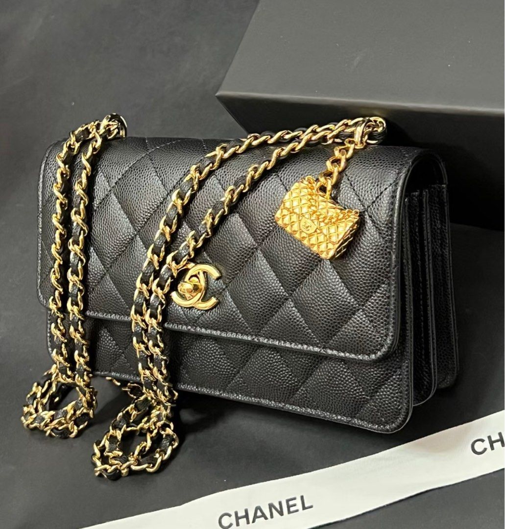 Chanel wallet on chain lambskin (navy blue), Luxury, Bags & Wallets on  Carousell