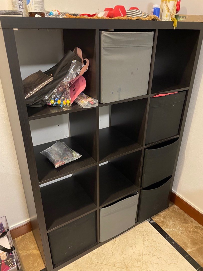 Ikea KALLAX Plastic Painted Shelving Unit, Blackbrown112x147 Cm (44 1