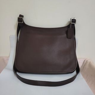 真品coach全牛皮側斜背扁包