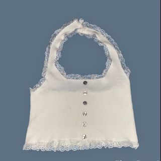 coquette lace halter neck crop top