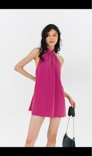 Dip and tell dress in hot pink