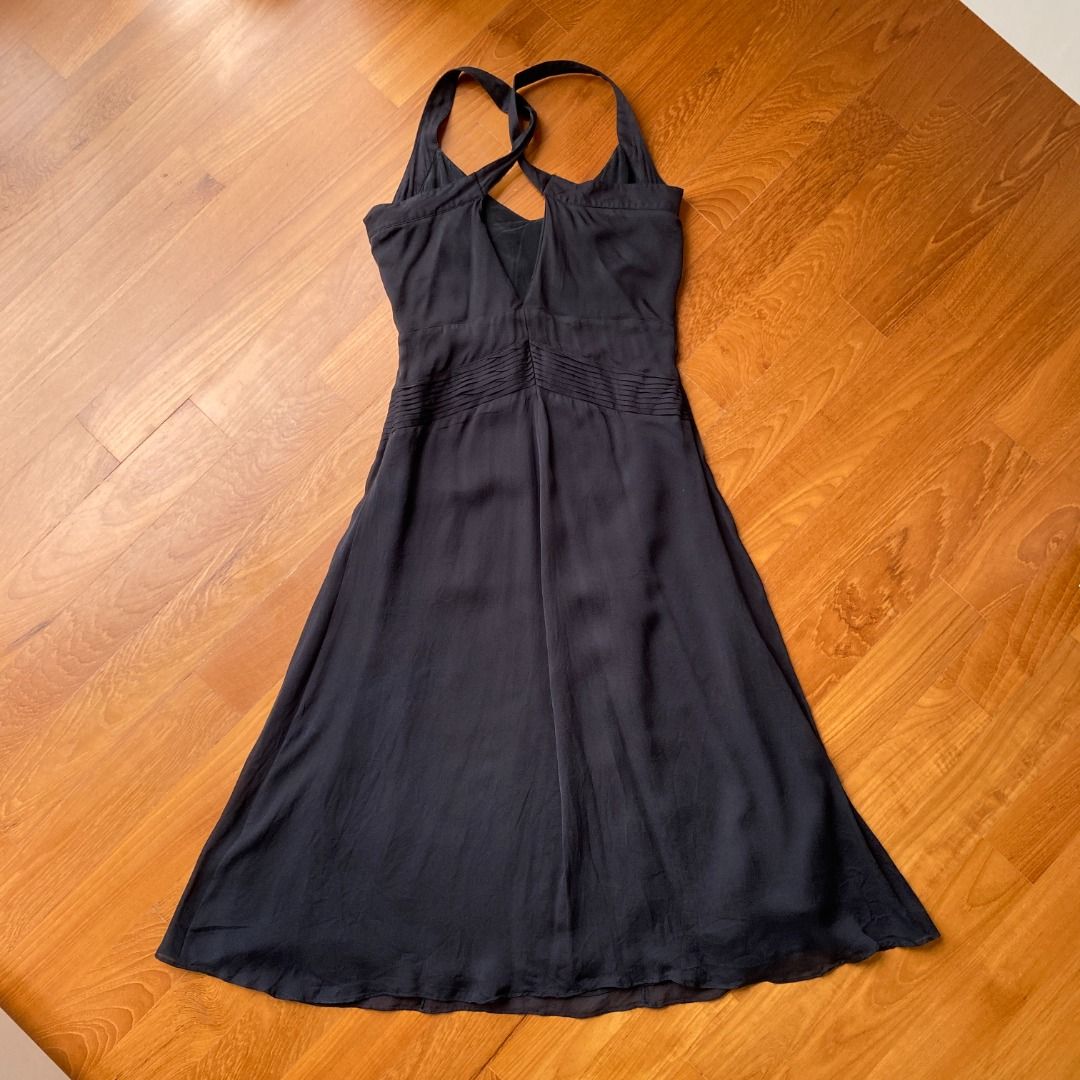 Dkny Women's Twist Halter Gown in Black Size 0 Viscose