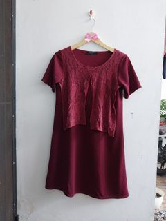 Dress Wanita Simplicity Size M Merah Maroon Brukat