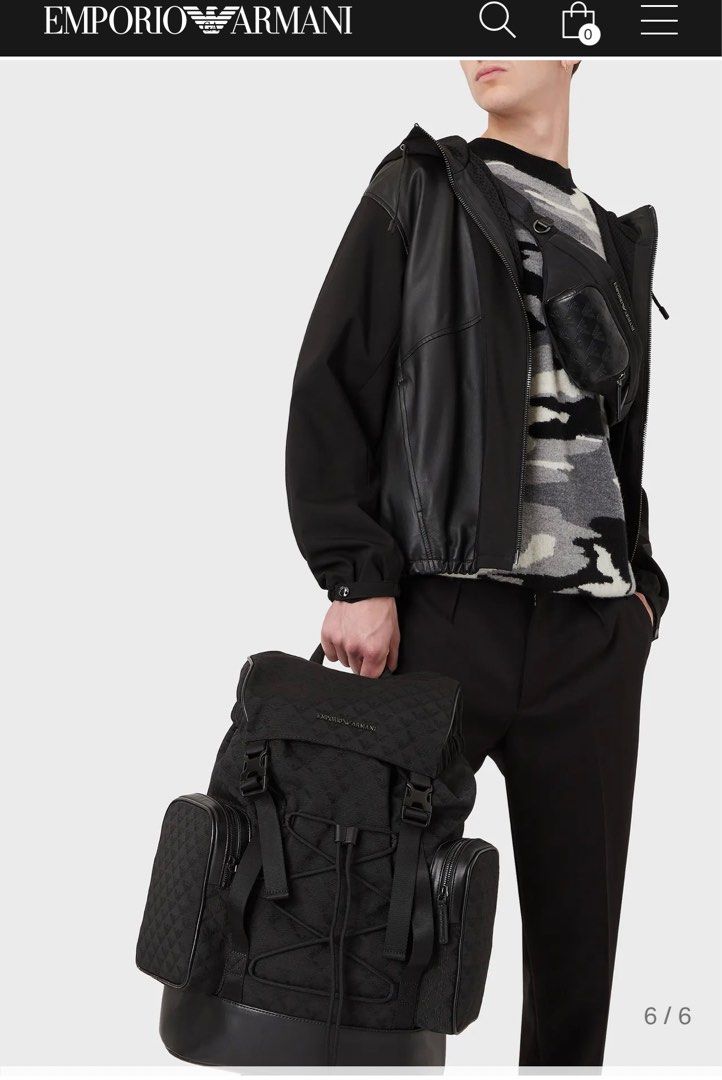 Emporio Armani Jacquard Black Backpack