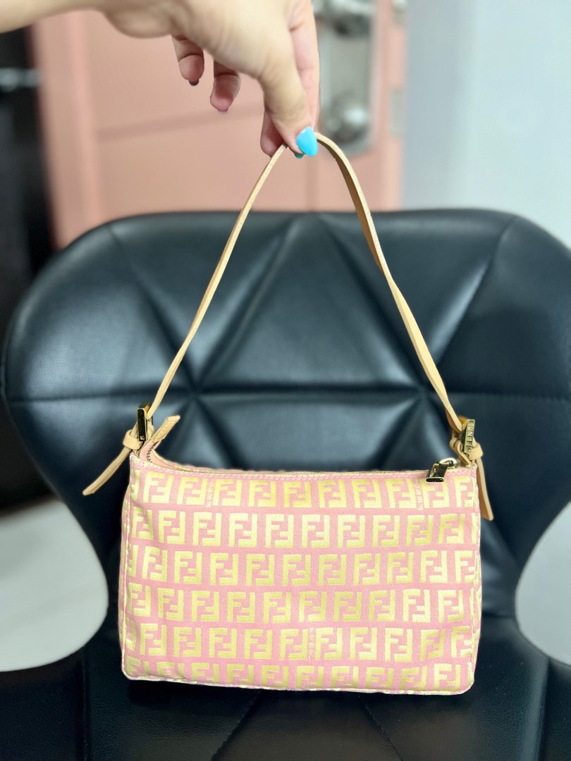 Baguette cloth mini bag Fendi Pink in Cloth - 31801377