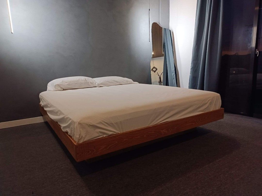 FLOATING BED NO HEADBOARD (SINGLE DOUBLE FULL DOUBLE QUEEN KING SIZE AVAILABLE) (Category: Bed Frames & Mattresses) located in General Trias. Submitted by jameswoodlike (Listing ID 1221576468, Image 1). Description: Made to order 1-2 wks lead time Single - 7700 with varnish / woodstain Double - 8100 Full Double - 8300 Queen - 8500 King - 9000 James woodlike furniture shop Loc: Imus cavite.