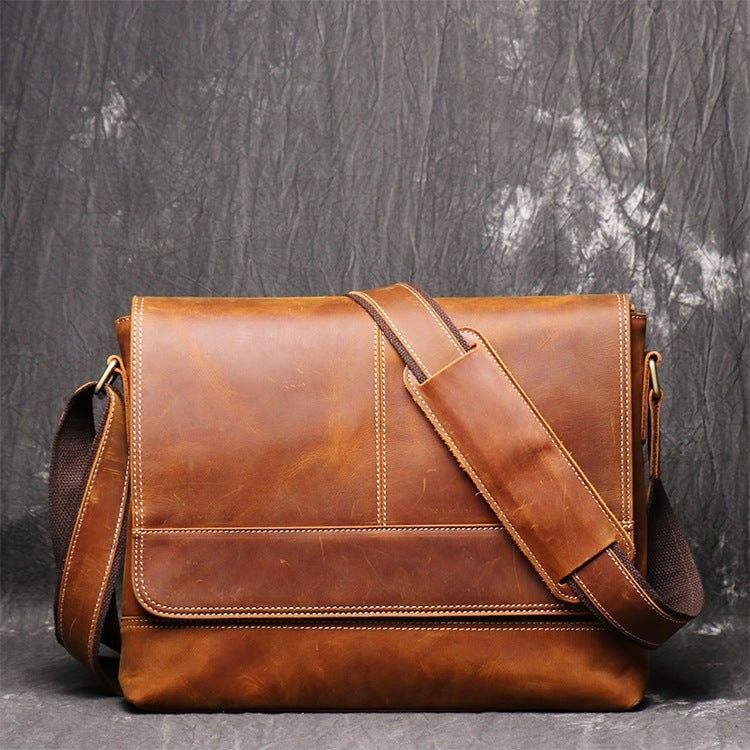 Full grain on sale leather messenger bag