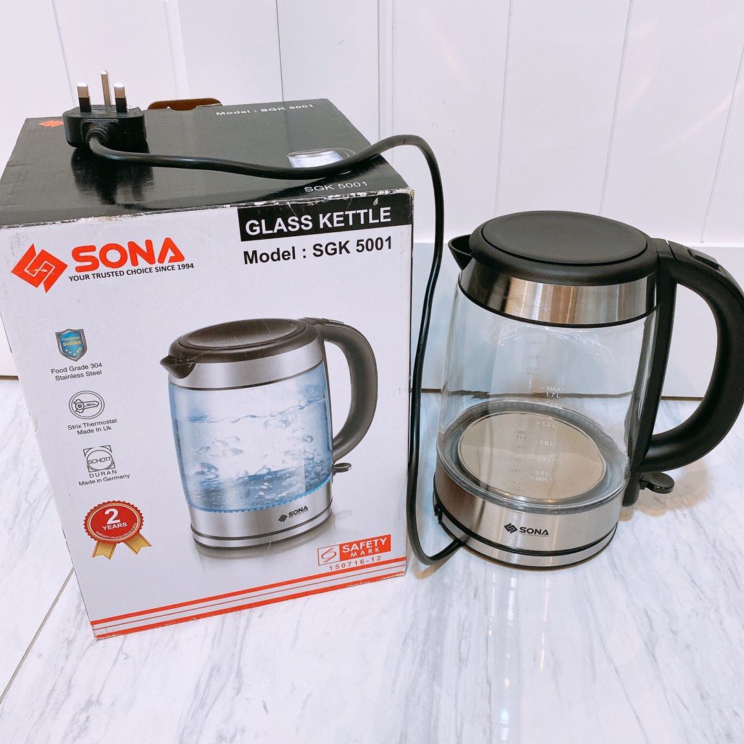 Glass Kettle SONA SGK 5001 1.7L, TV & Home Appliances, Kitchen