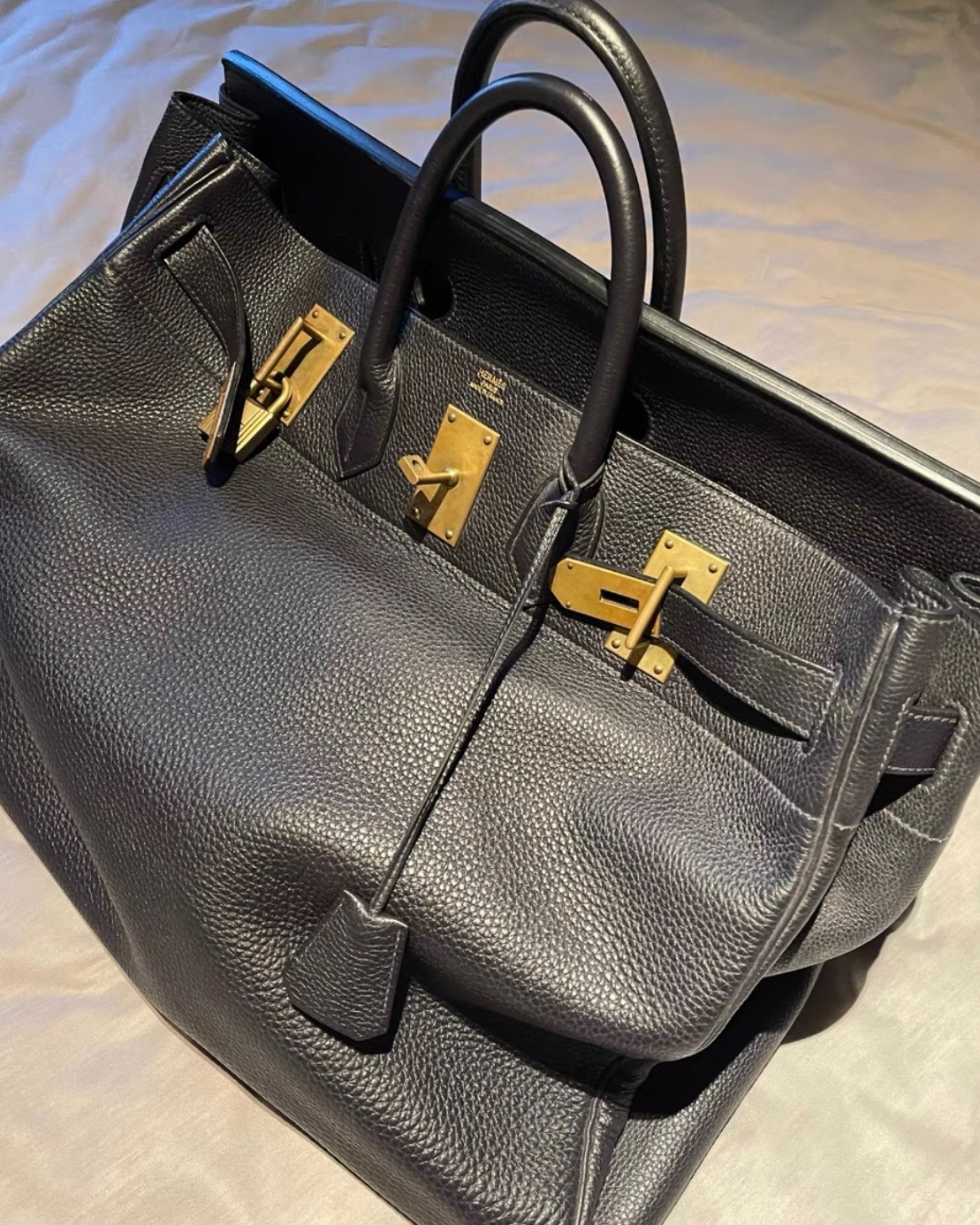 Hermes Birkin 40 HAC Etoupe Leather Bag