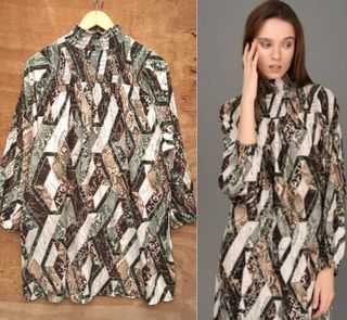 H&M High Neck Animal Printed Dress