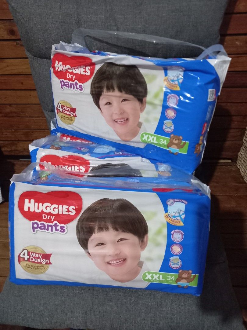 HUGGIES DIAPER XXL 4 packs with freebies, Babies & Kids, Bathing