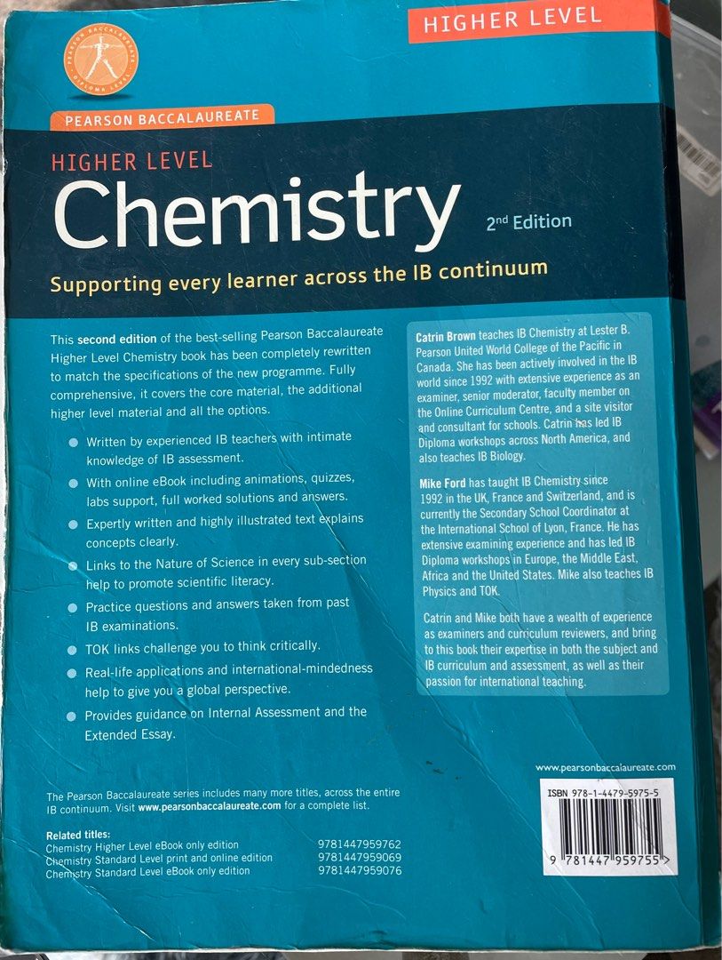 Ib higher level hl chemistry book hobbies toys books magazines