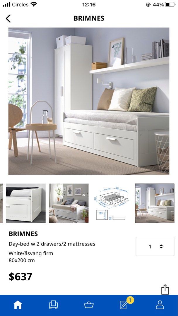 IKEA Brimnes Day Bed & 2 Mattress, Furniture & Home Living, Furniture