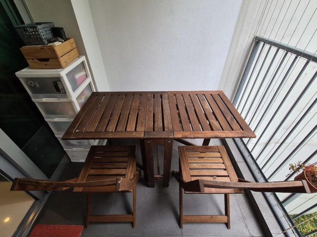 Ikea foldable dining set (table + 2 chairs + bench), Furniture & Home ...