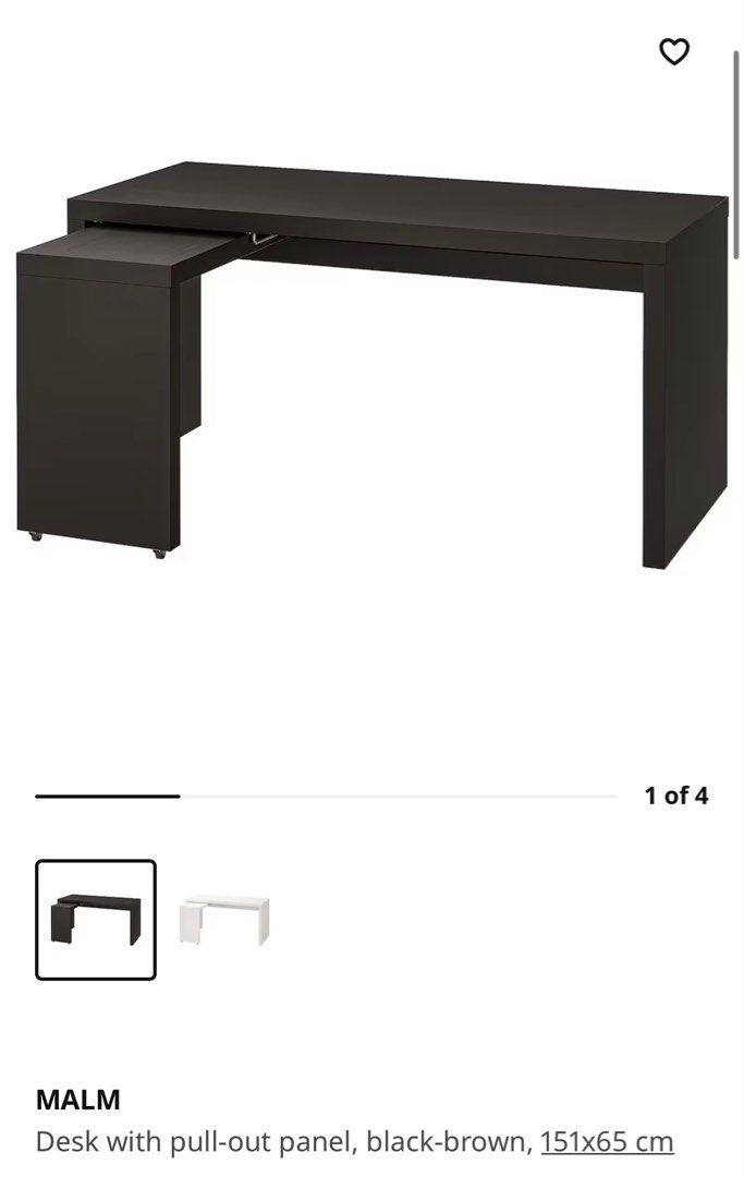 Ikea Malm with pull out desk, Furniture & Home Living, Furniture
