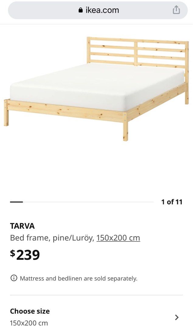 IKEA Queen Bed Frame Tarva, Furniture & Home Living, Furniture, Bed