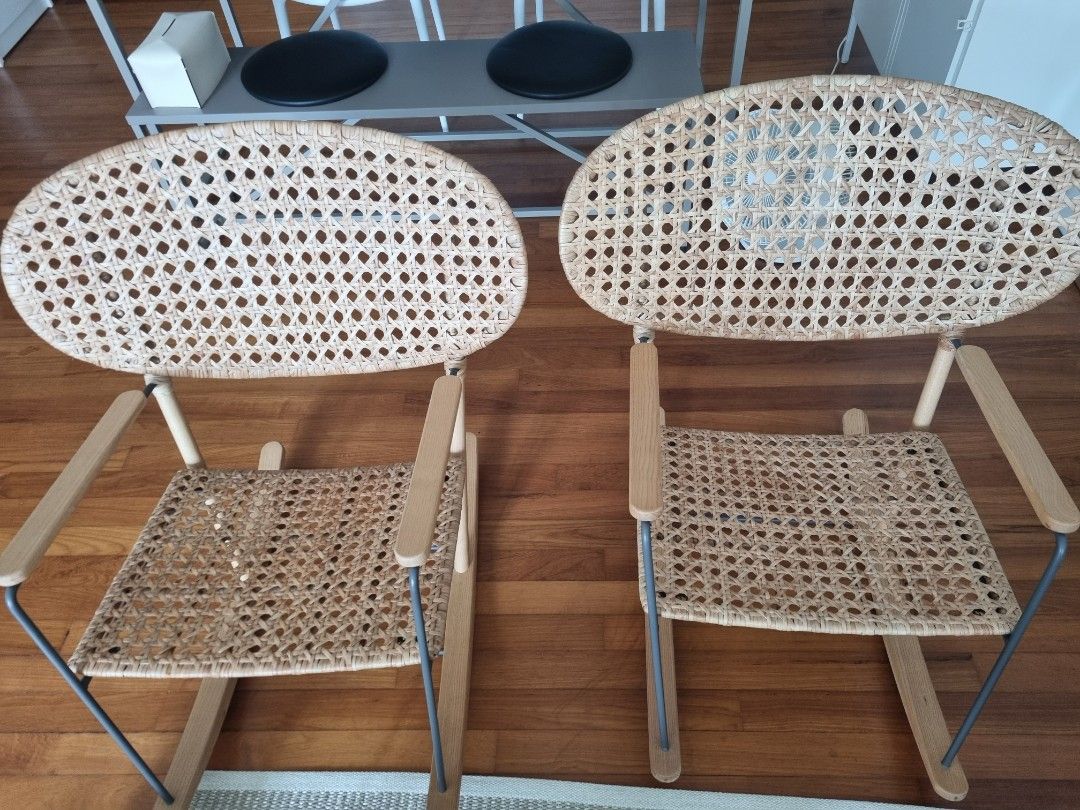 IKEA Rattan Rocking Chairs 1 piece only, Furniture & Home Living