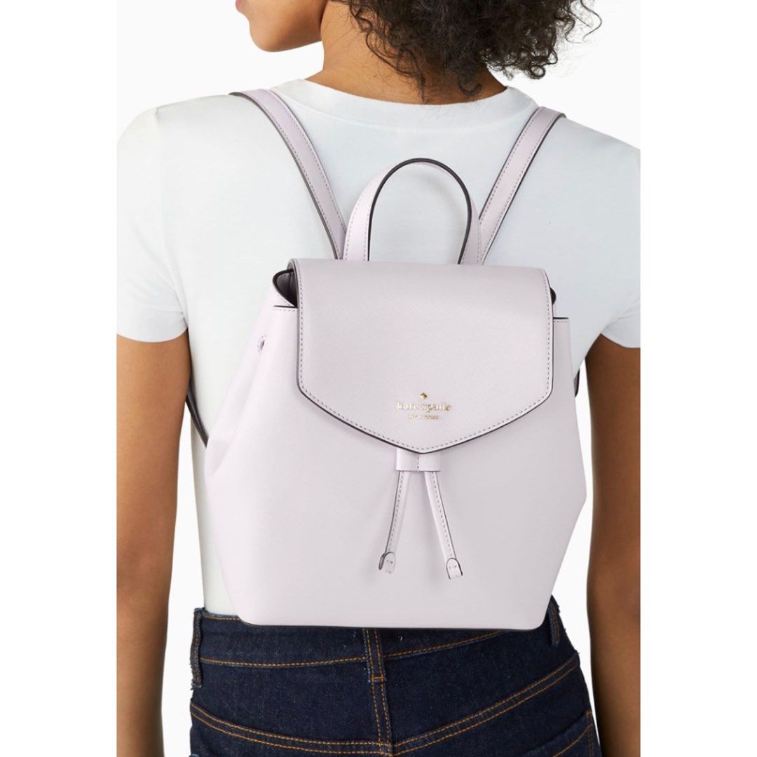 Kate Spade Staci Saffiano Leather Flap Shoulder Bag Lilac Moonlight