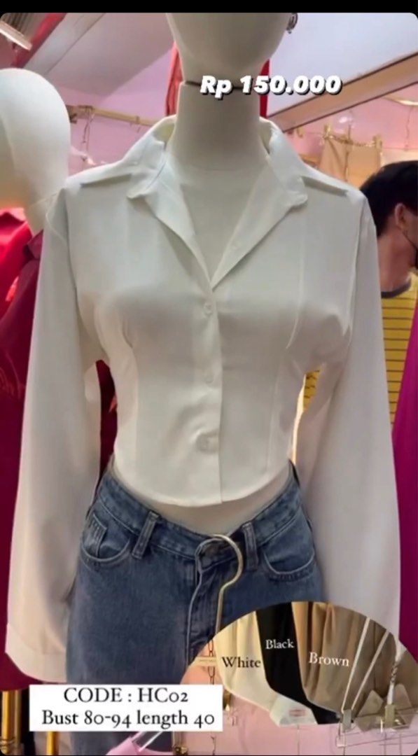 Kemeja Lengan Panjang Meica White