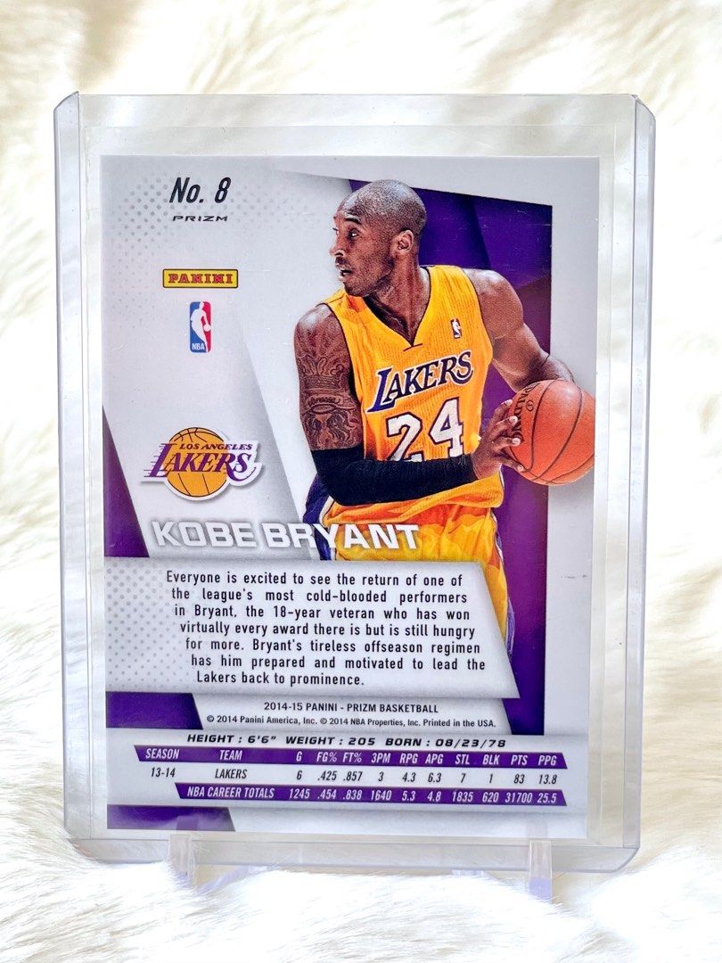 Kobe Bryant 2014 2015 Panini Prizm SP Variations Silver Prizm