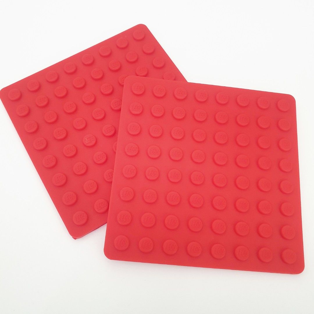 LEGO Coaster Silicone x 2 units Authentic Lego Bricks Red Non Slip